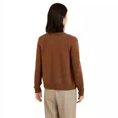 恒源祥 纯色半高领单排扣开衫毛衣 女款