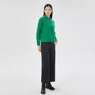 恒源祥 纯色翻领针织落肩羊绒衫 女款