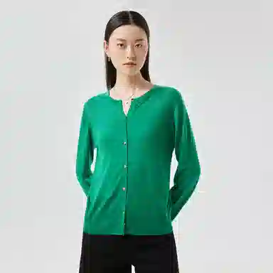 恒源祥 精纺圆领长袖薄款开衫毛衣 女款