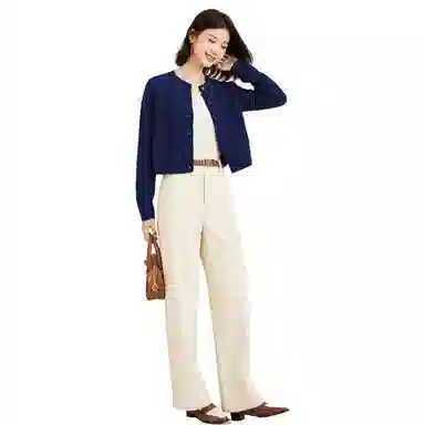 恒源祥 纽扣绞花休闲舒适开衫毛衣 女款