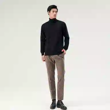 恒源祥 纯色高领针织毛衣 男款