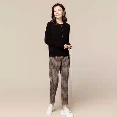 恒源祥 纯色圆领打底针织羊绒衫 女款