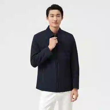 恒源祥 中长款纯色翻领厚款长袖棉服 男款