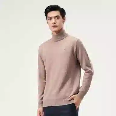 恒源祥 纯色高领针织毛衣 男款