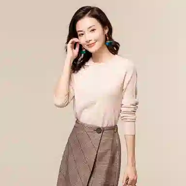 恒源祥 纯色圆领打底针织羊绒衫 女款