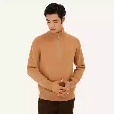 恒源祥 纯色立领宽松长袖毛衣 男女同款