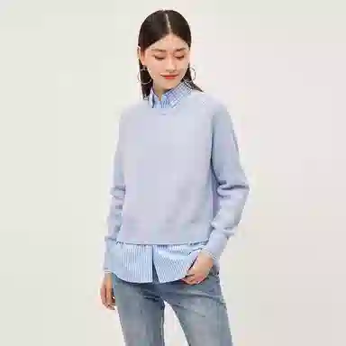 恒源祥 宽松纯色套头长袖针织衫 女款