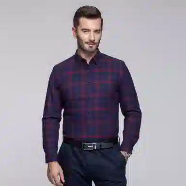 恒源祥 加厚保暖纽扣方领羽绒长袖衬衫 男款