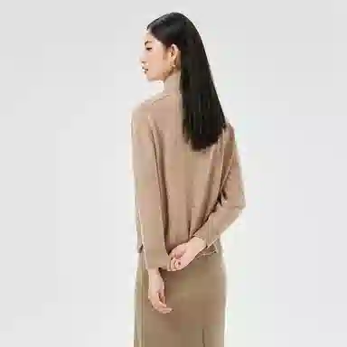 恒源祥 纯色半高领针织套头花纱毛衣 女款