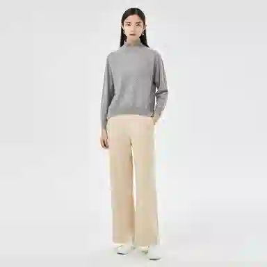 恒源祥 纯色半高领针织套头花纱毛衣 女款