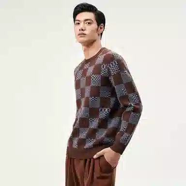 恒源祥 加厚棋盘格毛衣 男款