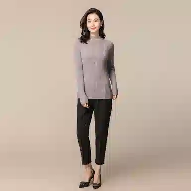 恒源祥 竖坑条修身羊绒衫 女款