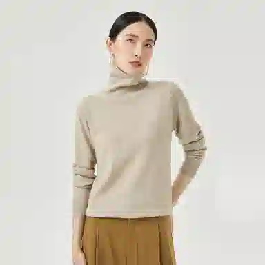 恒源祥 堆堆领纯色打底羊绒衫 女款