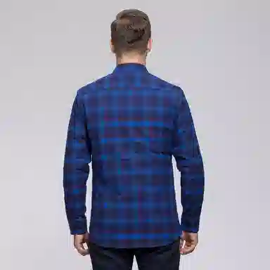 恒源祥 磨毛格子尖领加绒加厚保暖羽绒通勤休闲长袖衬衫 男款