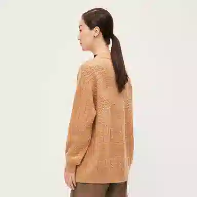 恒源祥 牛角扣复古立体绞花宽松毛衣 女款