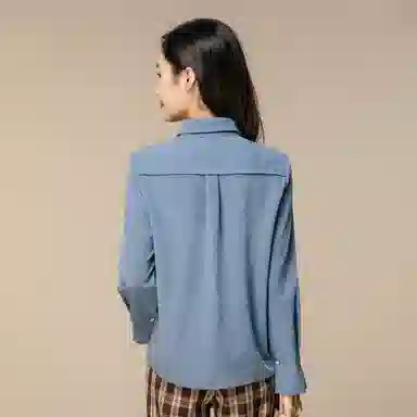 恒源祥 盐系纯色长袖衬衫上衣 女款 灰蓝