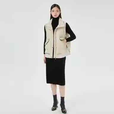 恒源祥 立领单排扣坎肩白鸭绒羽绒马甲 女款