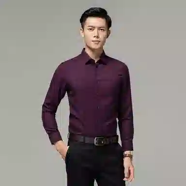 恒源祥 纯色休闲长袖衬衫 男款