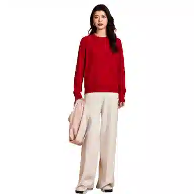 恒源祥 圆领套头纯色长袖舒适毛衣 女款