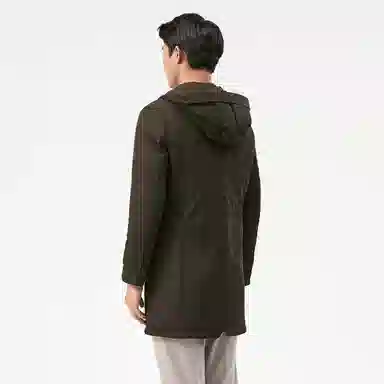 恒源祥 纯色中长款加厚保暖防寒连帽棉服 男款