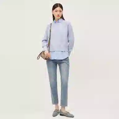 恒源祥 宽松纯色套头长袖针织衫 女款