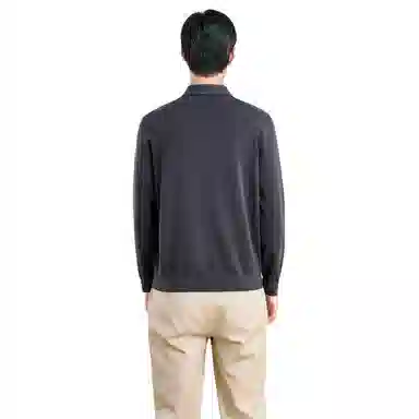 恒源祥 纯色翻领套头休闲毛衣 男款