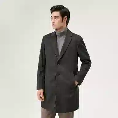 恒源祥 纯羊毛呢子中长款厚大衣 男款