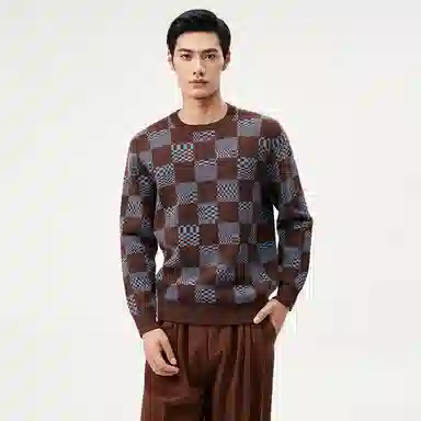 恒源祥 加厚棋盘格毛衣 男款