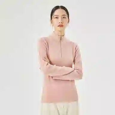 恒源祥 纯色半高领休闲长袖羊绒衫 女款