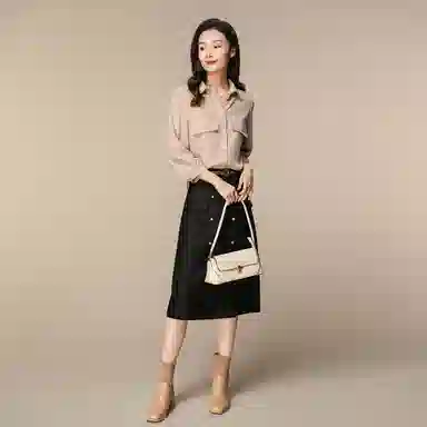 恒源祥 刺绣雪纺七分袖短袖衬衫 女款