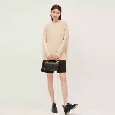 恒源祥 复古慵懒风羊毛衫钩花毛衣 女款