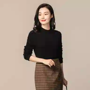 恒源祥 竖坑条修身羊绒衫 女款