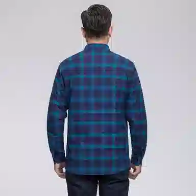 恒源祥 磨毛格子尖领加绒加厚保暖羽绒通勤休闲长袖衬衫 男款