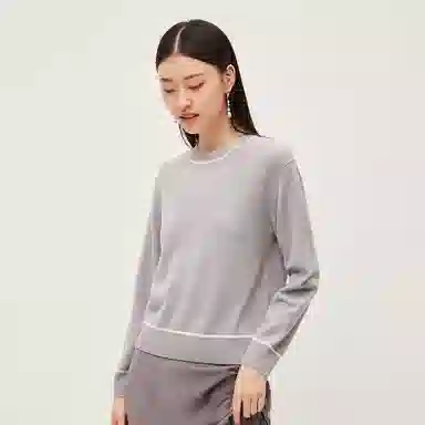 恒源祥 休闲纯色简约套头圆领毛衣 女款