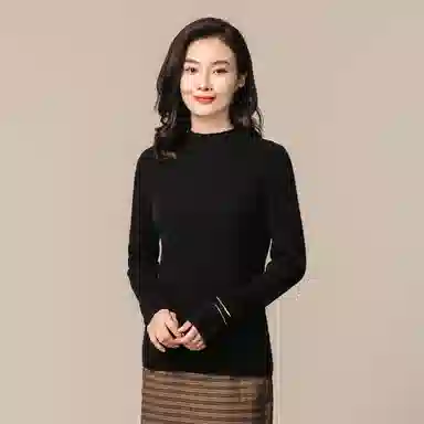 恒源祥 竖坑条修身羊绒衫 女款