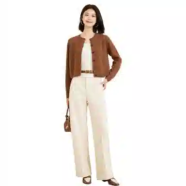 恒源祥 纽扣绞花休闲舒适开衫毛衣 女款