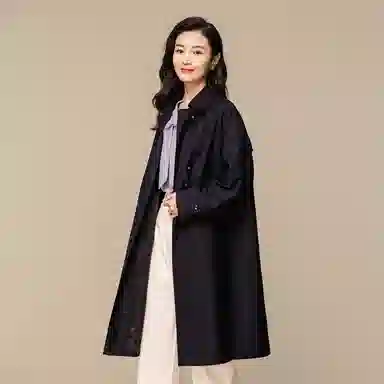 恒源祥 中长款设计感抽绳收腰风衣 女款