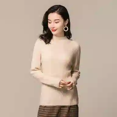 恒源祥 竖坑条修身羊绒衫 女款