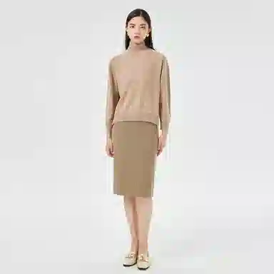 恒源祥 纯色半高领针织套头花纱毛衣 女款