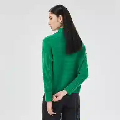 恒源祥 纯色翻领针织落肩羊绒衫 女款