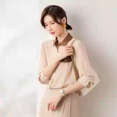 恒源祥 高级感印花雪纺上衣长袖衬衫 女款