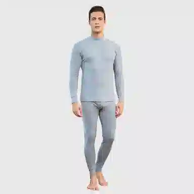 恒源祥 纯色圆领长袖长裤保暖套装 男款