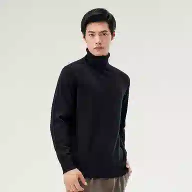 恒源祥 纯色高领针织毛衣 男款