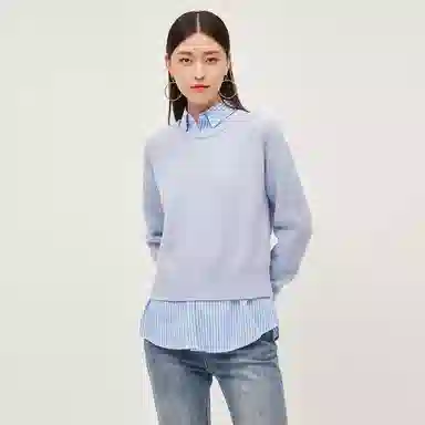恒源祥 宽松纯色套头长袖针织衫 女款