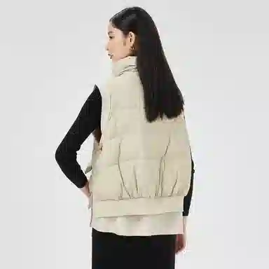 恒源祥 立领单排扣坎肩白鸭绒羽绒马甲 女款