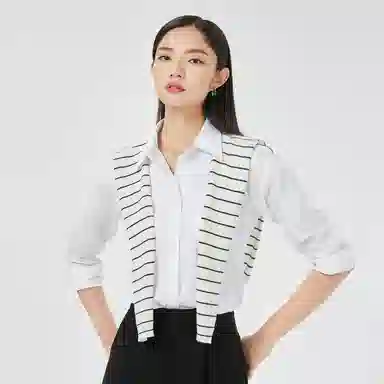 恒源祥 外搭条纹长款 山羊绒 披肩 女款