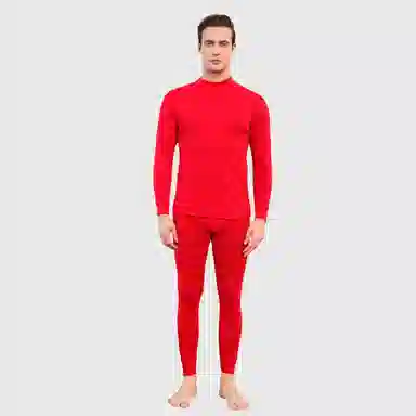 恒源祥 纯色圆领长袖长裤保暖套装 男款