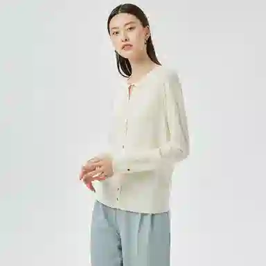 恒源祥 精纺圆领长袖薄款开衫毛衣 女款