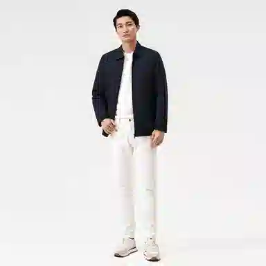 恒源祥 中长款纯色翻领厚款长袖棉服 男款