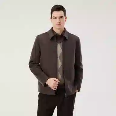 恒源祥 纯色翻领毛呢夹克 男款